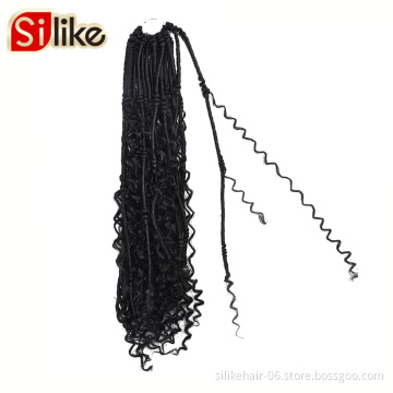 Wholesale Black 20 Inch Hippie Locs Boho Style Faux Locs With Curly Hair Goddess Locs Crochet Synthetic Braids Hair Extensions